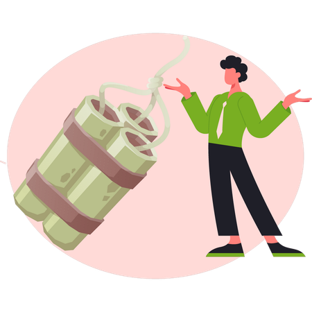 ダイナマイトを見せる少年  イラスト