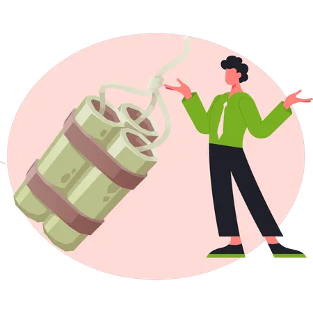 ダイナマイトを見せる少年  イラスト