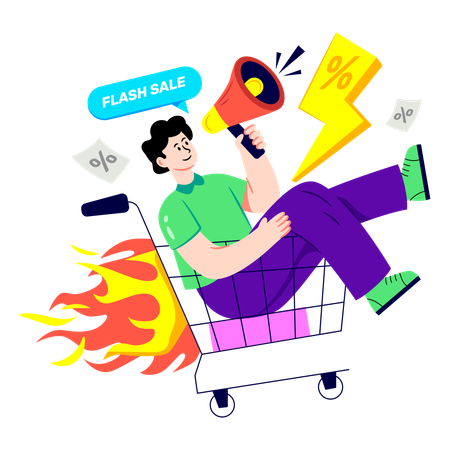 Boy showing Flash Sale  Illustration