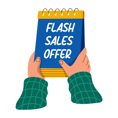 Boy showing flash sales offer  Illustration