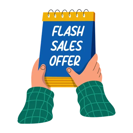 Boy showing flash sales offer  Illustration