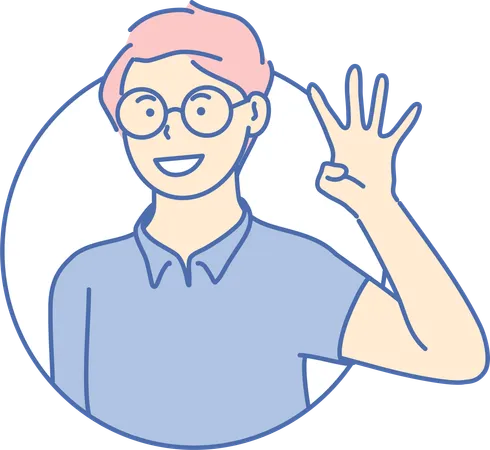 Boy showing four finger  Illustration