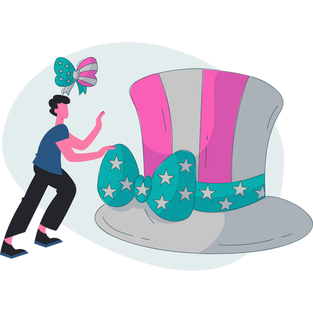 Boy showing fourth of July hat  Illustration