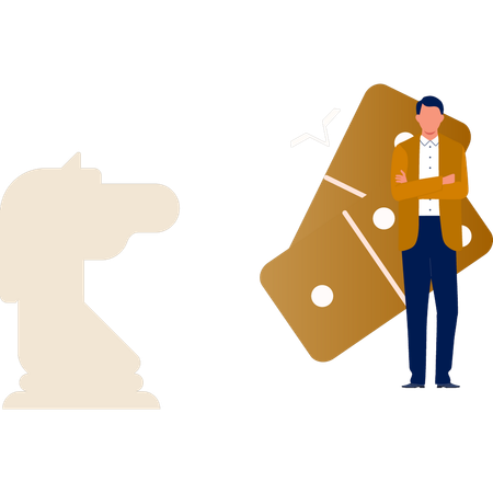 Boy showing gambling dice for game  Illustration