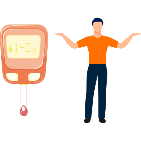 Boy showing glucometer  Illustration