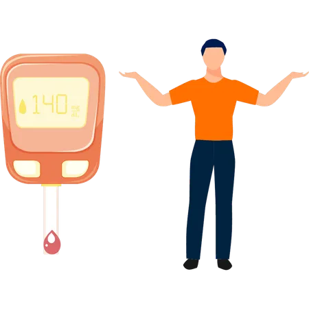 Boy showing glucometer  Illustration