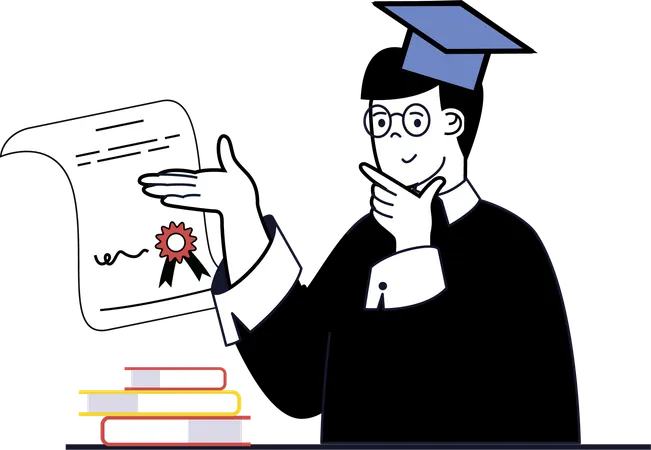 Boy showing graduation certificate  Illustration