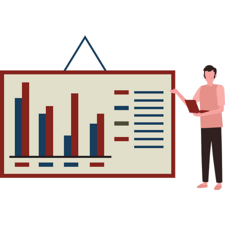 Boy showing graph presentation  Illustration