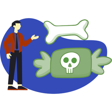 Boy showing halloween candy  Illustration