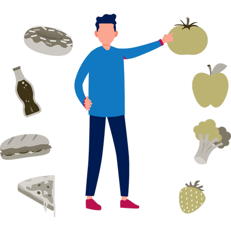 Boy showing healthy food  Illustration