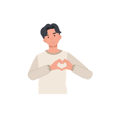Boy showing heart gesture Illustration