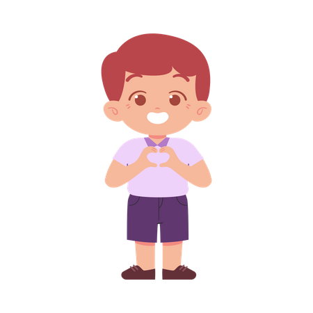 Boy Showing Heart Shape Gesture  Illustration