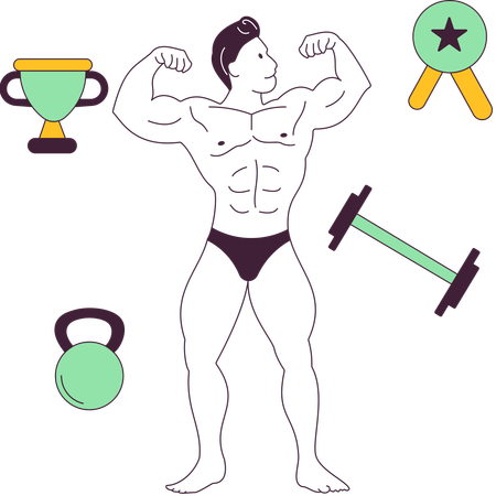Boy showing his body in competition  Illustration