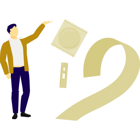 Boy showing hiv safety  Illustration