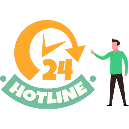 The Boy Is Showing The Hotline Illustration
