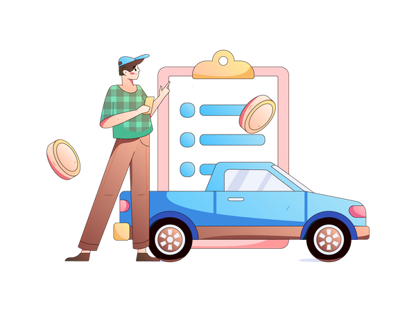 Boy showing insurance payment policy  Illustration