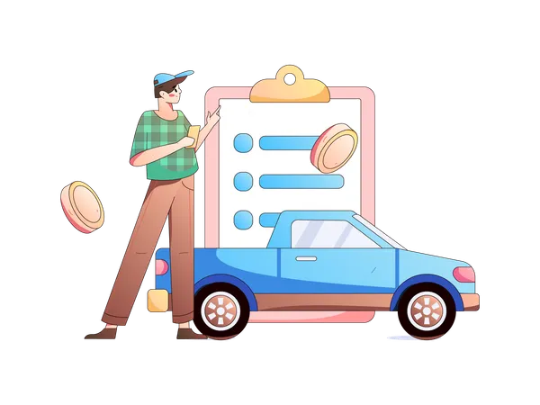 Boy showing insurance payment policy  Illustration