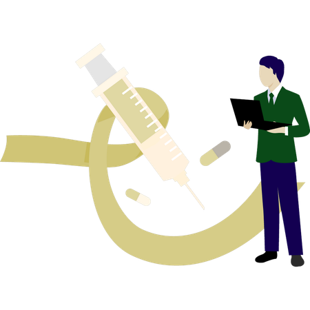 Boy showing international aids vaccine day  Illustration