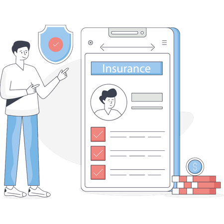 Boy showing investment insurance  Illustration