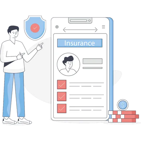 Boy showing investment insurance  Illustration