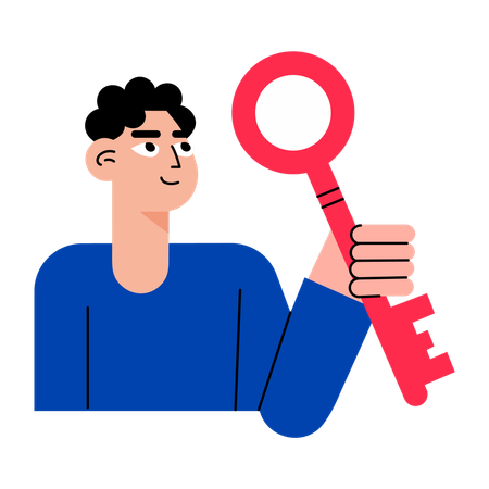 Boy showing key generator  Illustration