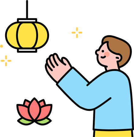 Boy showing lantern  Illustration