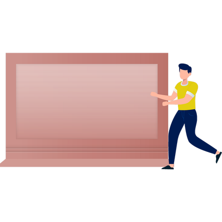 Boy showing laptop device  Illustration
