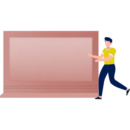 Boy showing laptop device  Illustration