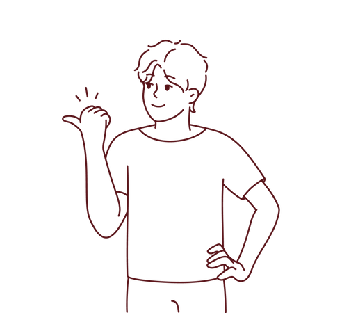 Boy showing left side gesture  Illustration