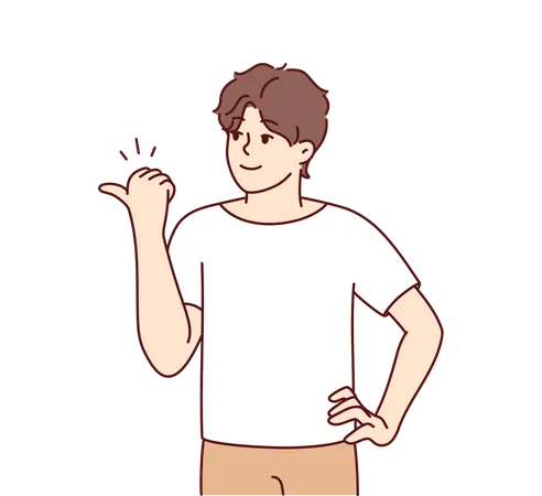 Boy showing left side gesture  Illustration