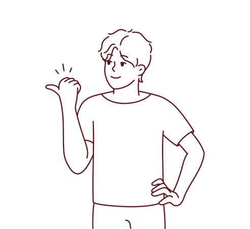 Boy showing left side gesture  Illustration