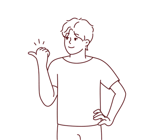 Boy showing left side gesture  Illustration