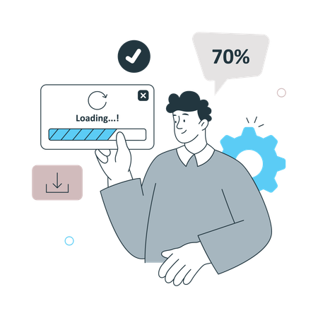 Boy showing Loading Bar  Illustration