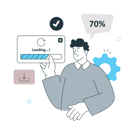 Boy showing Loading Bar  Illustration