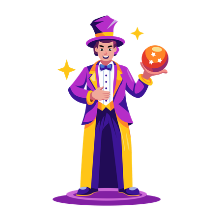 Boy showing magic ball  Illustration