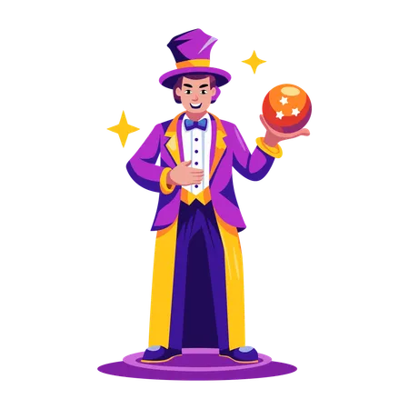 Boy showing magic ball  Illustration