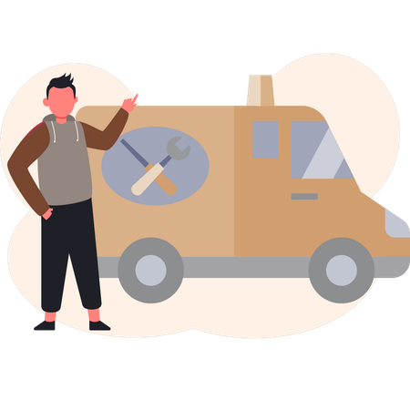 Boy  showing maintenance and repairing  Illustration