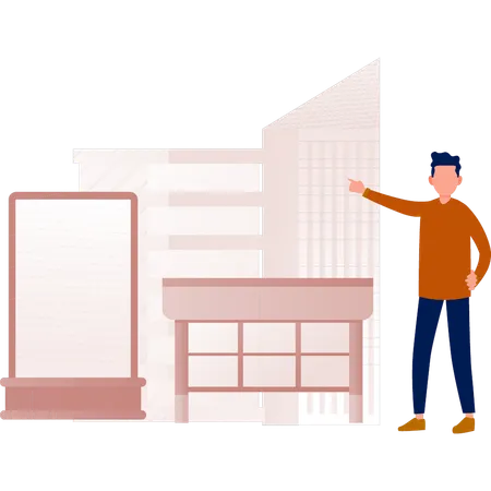 Boy showing marketing board  Illustration