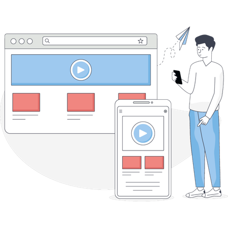 Boy Showing Marketing Video  Illustration