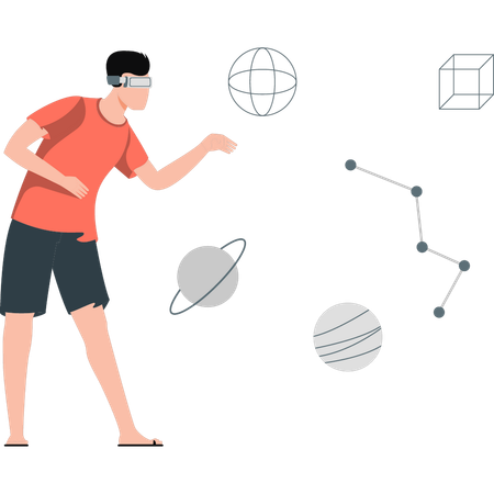 Boy showing metaverse technology  Illustration