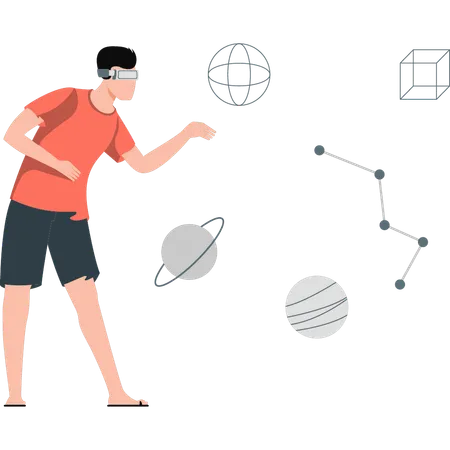 Boy showing metaverse technology  Illustration