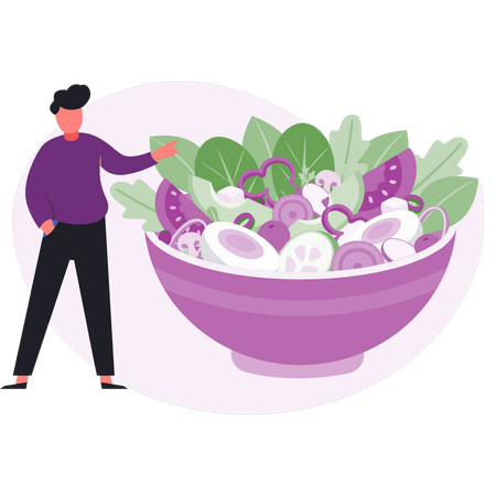 Boy  showing mixed vegetable  Illustration