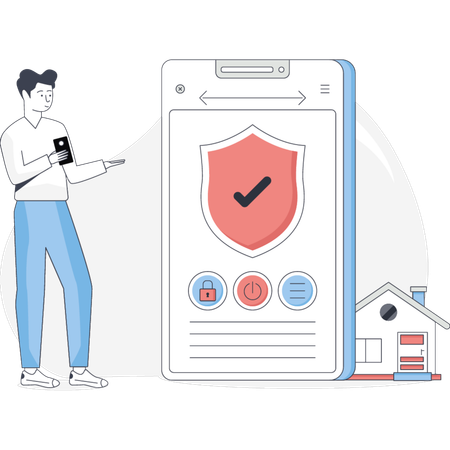 Boy Showing Mobile Access Control System  Illustration