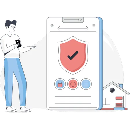 Boy Showing Mobile Access Control System  Illustration