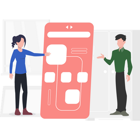 Boy showing mobile app  Illustration