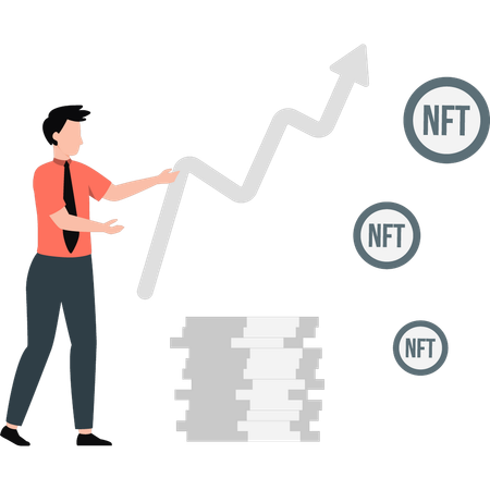 Boy showing ntf growth graph  Illustration