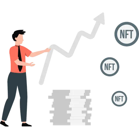 Boy showing ntf growth graph  Illustration