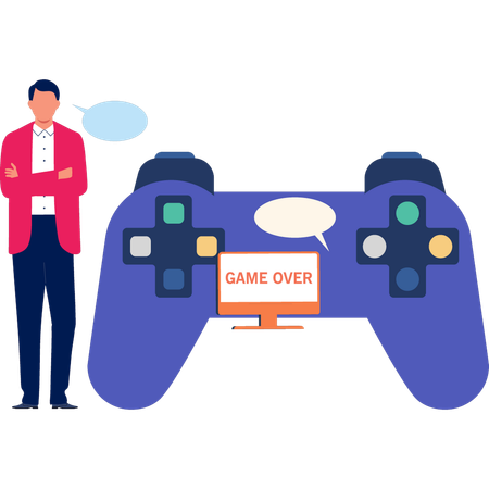Boy Showing Off Wireless Game Controller Illustration