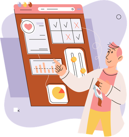 Boy showing online medical service mobile app  Illustration
