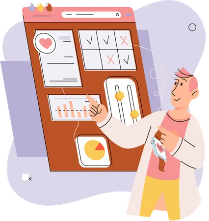 Boy showing online medical service mobile app  Illustration